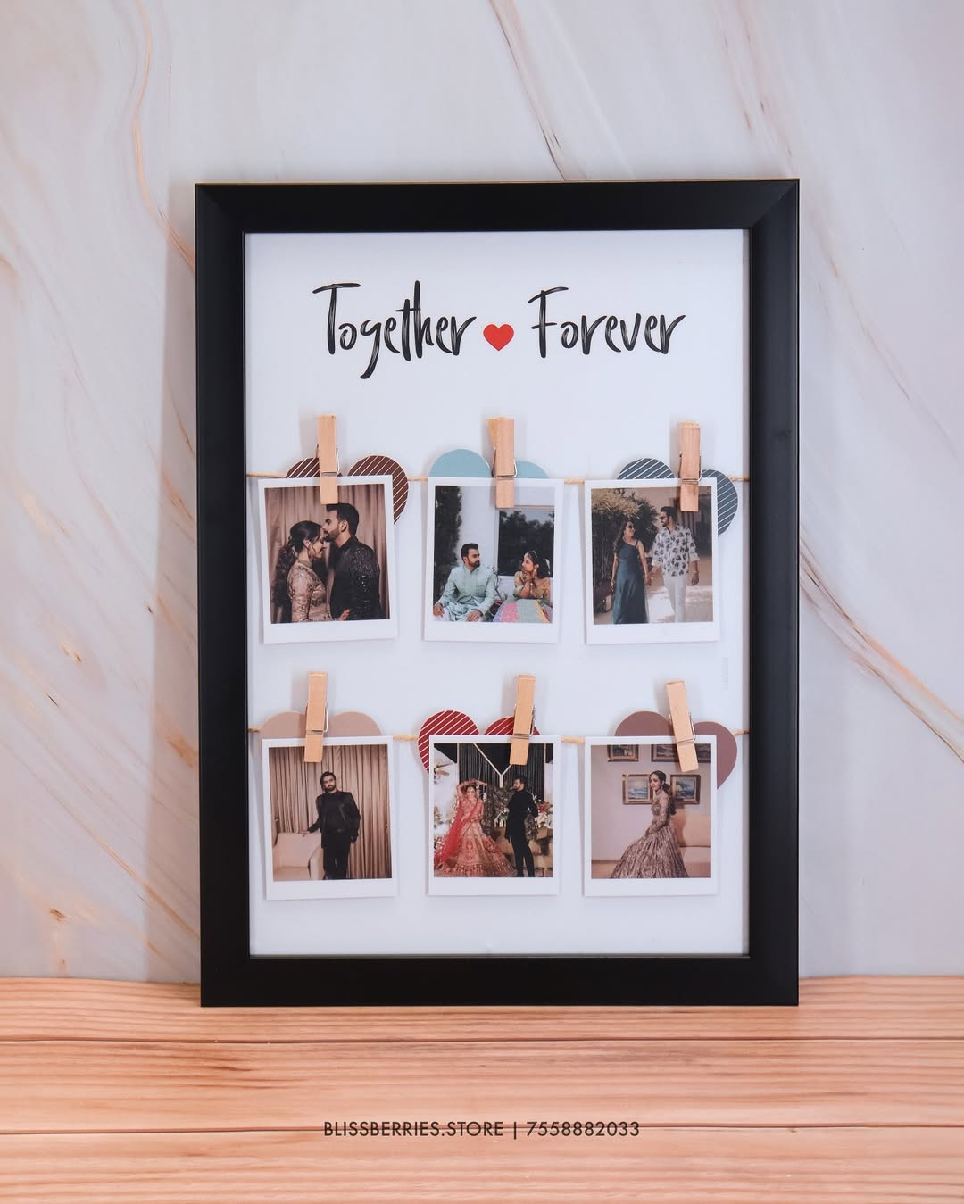 Clip Your Memories Photo Frame - Customizable 6-Photo Display with Physical Clips