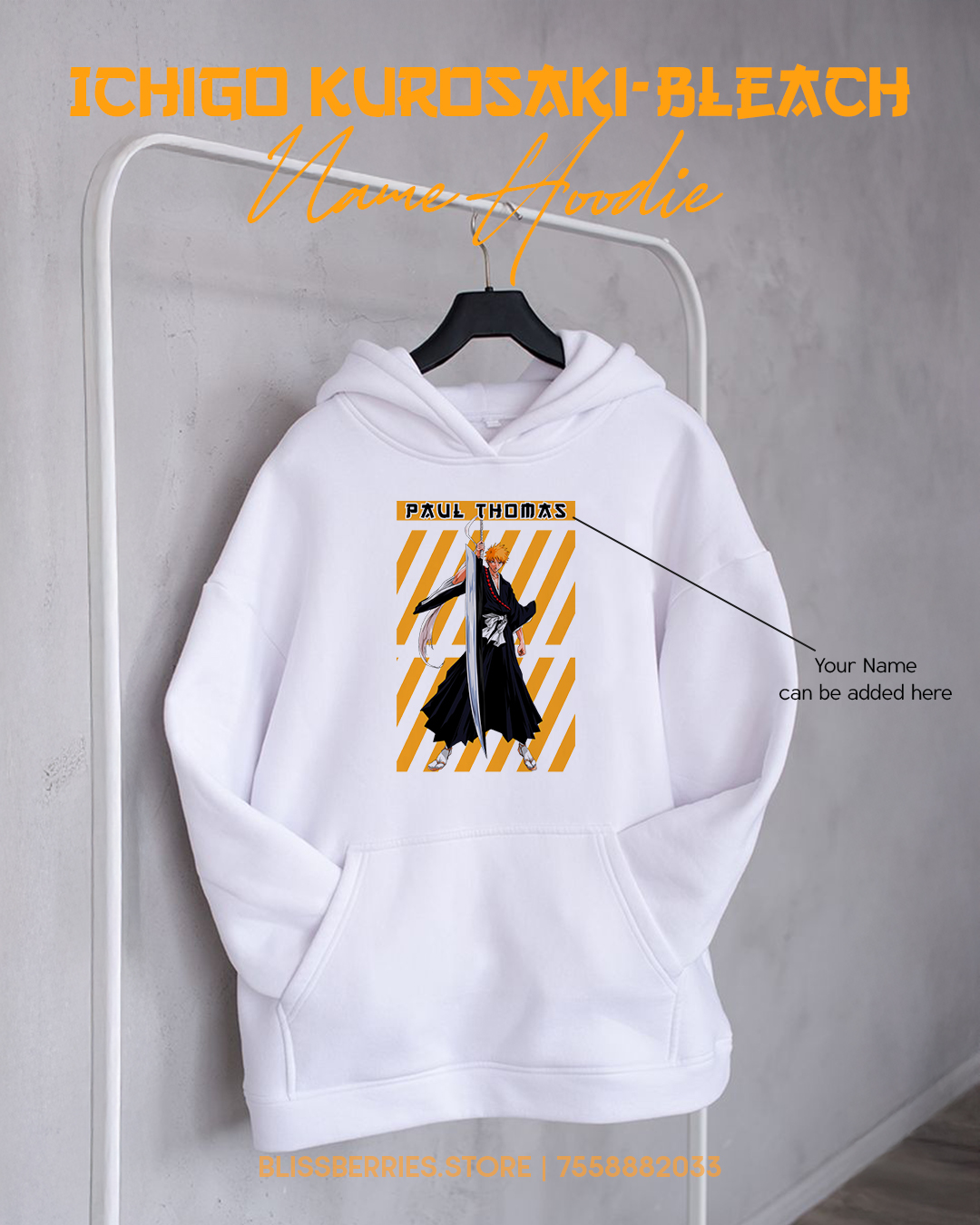Ichigo Kurosaki Bleach Custom Name Hoodie