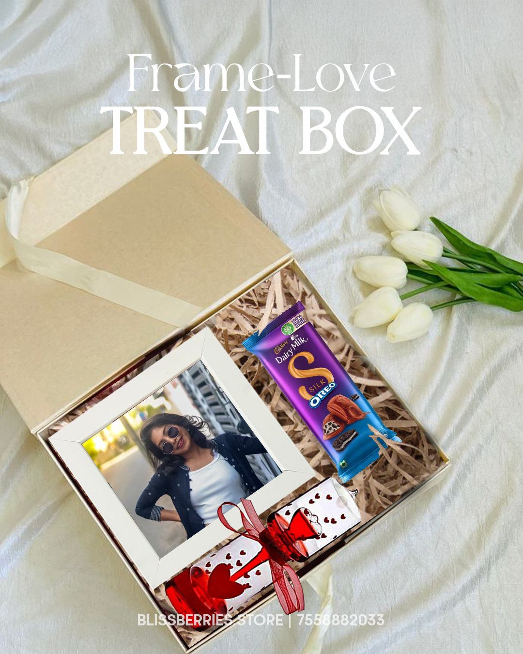 Frame - Love Treat Box | Personalized Photo Frame Gift Box | Chocolate & Love Meter Hamper for Special Occasions