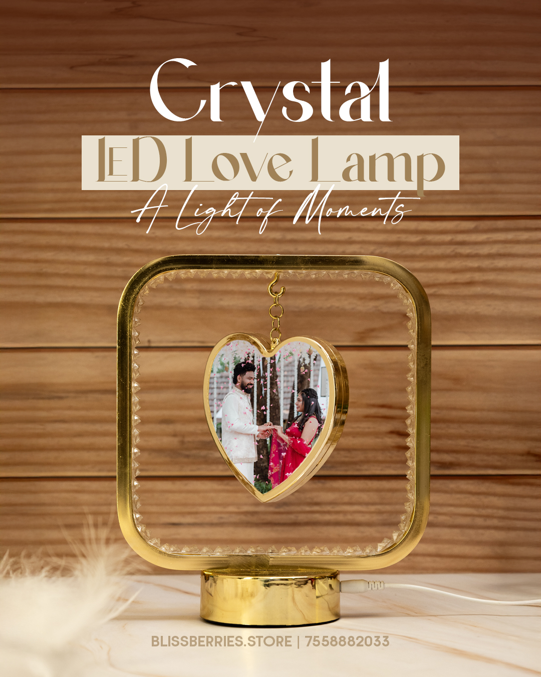 Heart Shaped Square LED Photo Lamp | Double-Sided Image Frame | Personalized Gift for Any Occasion