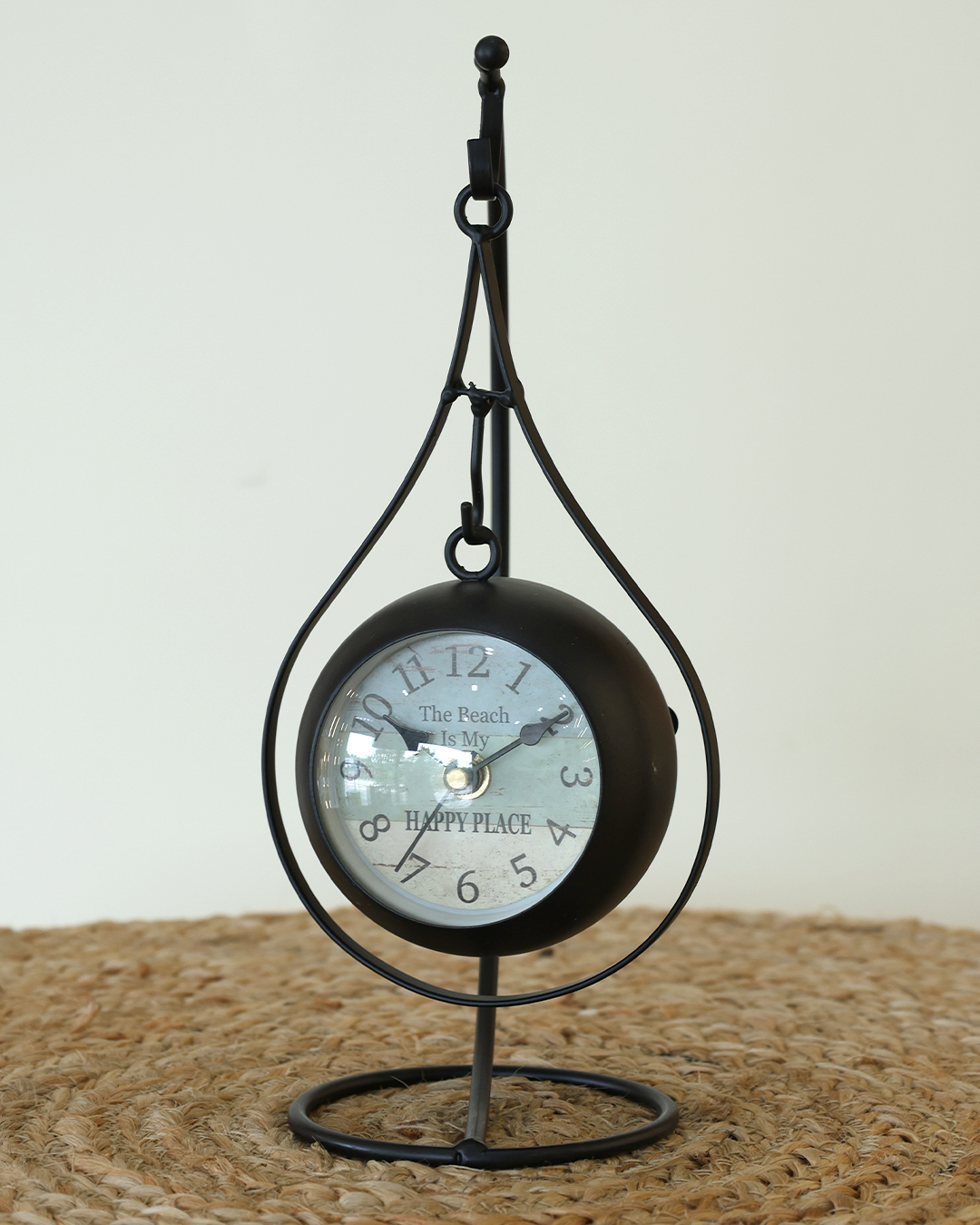 Hanging Metal Table Clock – Black Swing Stand Clock for Home Office Decor