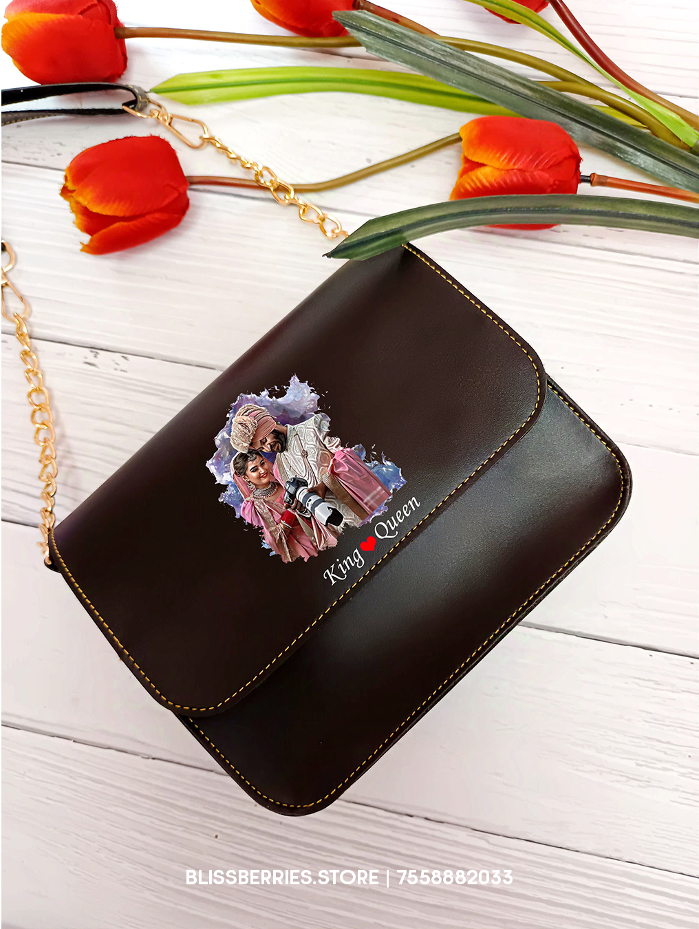 Personalized Ladies Sling Bag – Custom Name, Photo & Charm